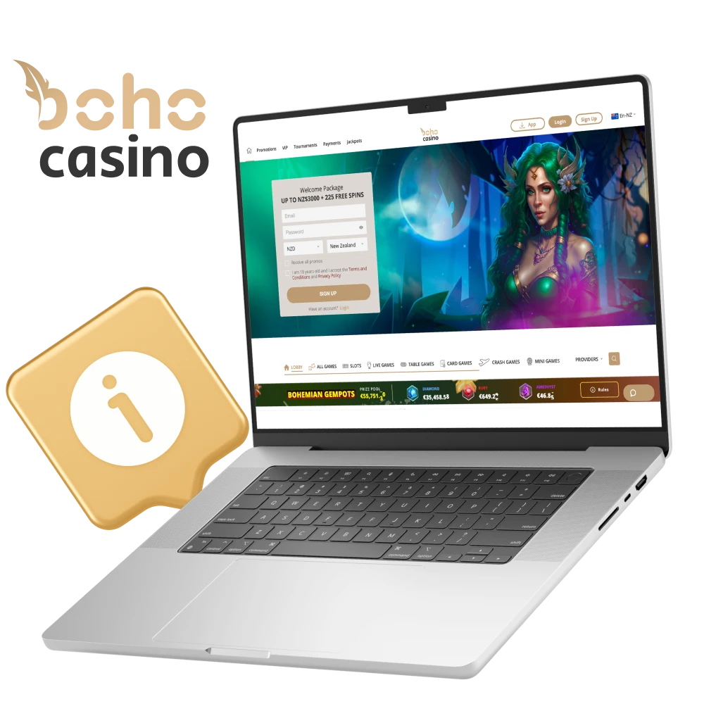 Boho online casino is licensed by Curacao, has a modern design and a simple interface.