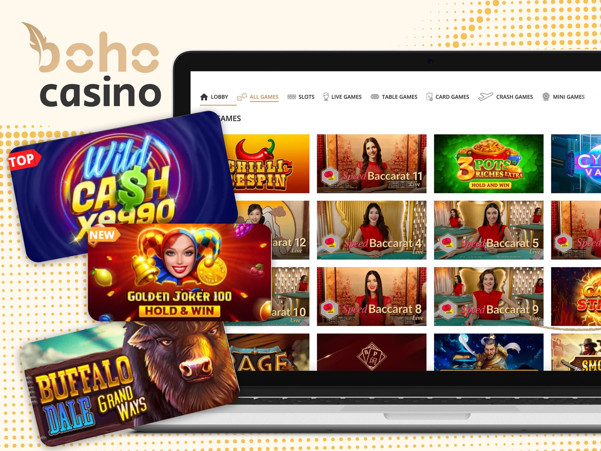 What games can I find at Boho online casino.