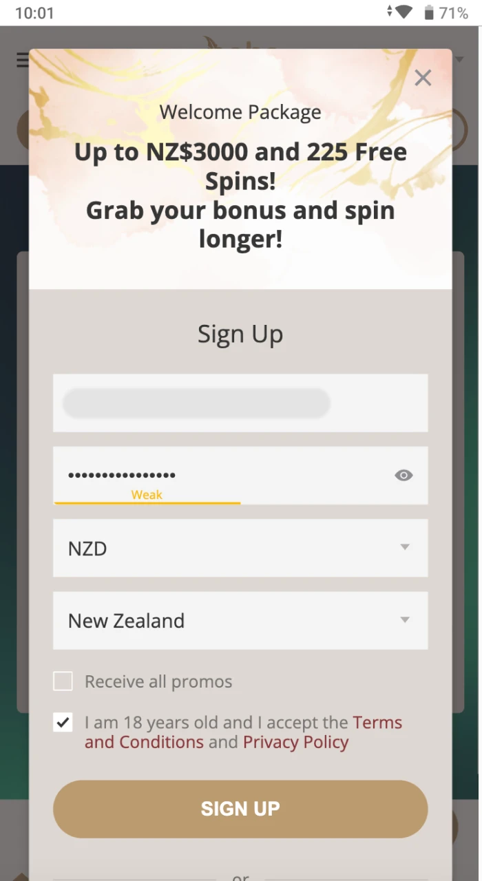 Verify your account at Boho Casino mobile to start playing games on Android.