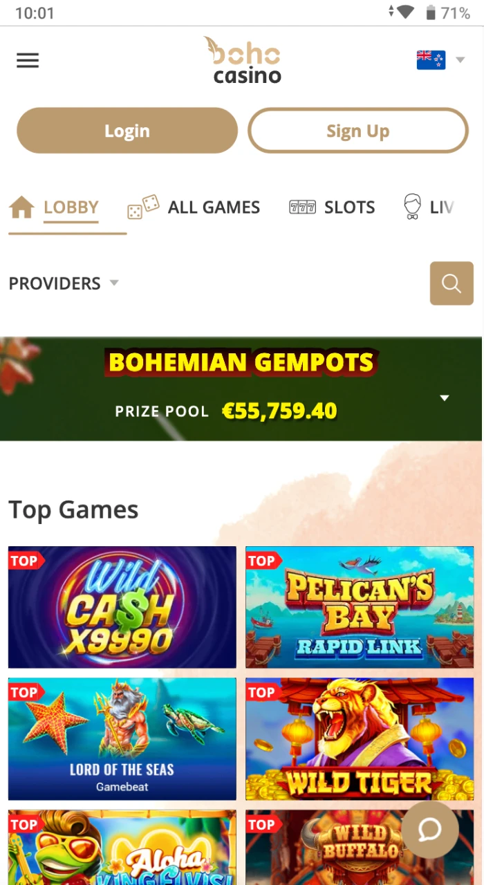 Visit Boho Casino website on your iOS phone to register.