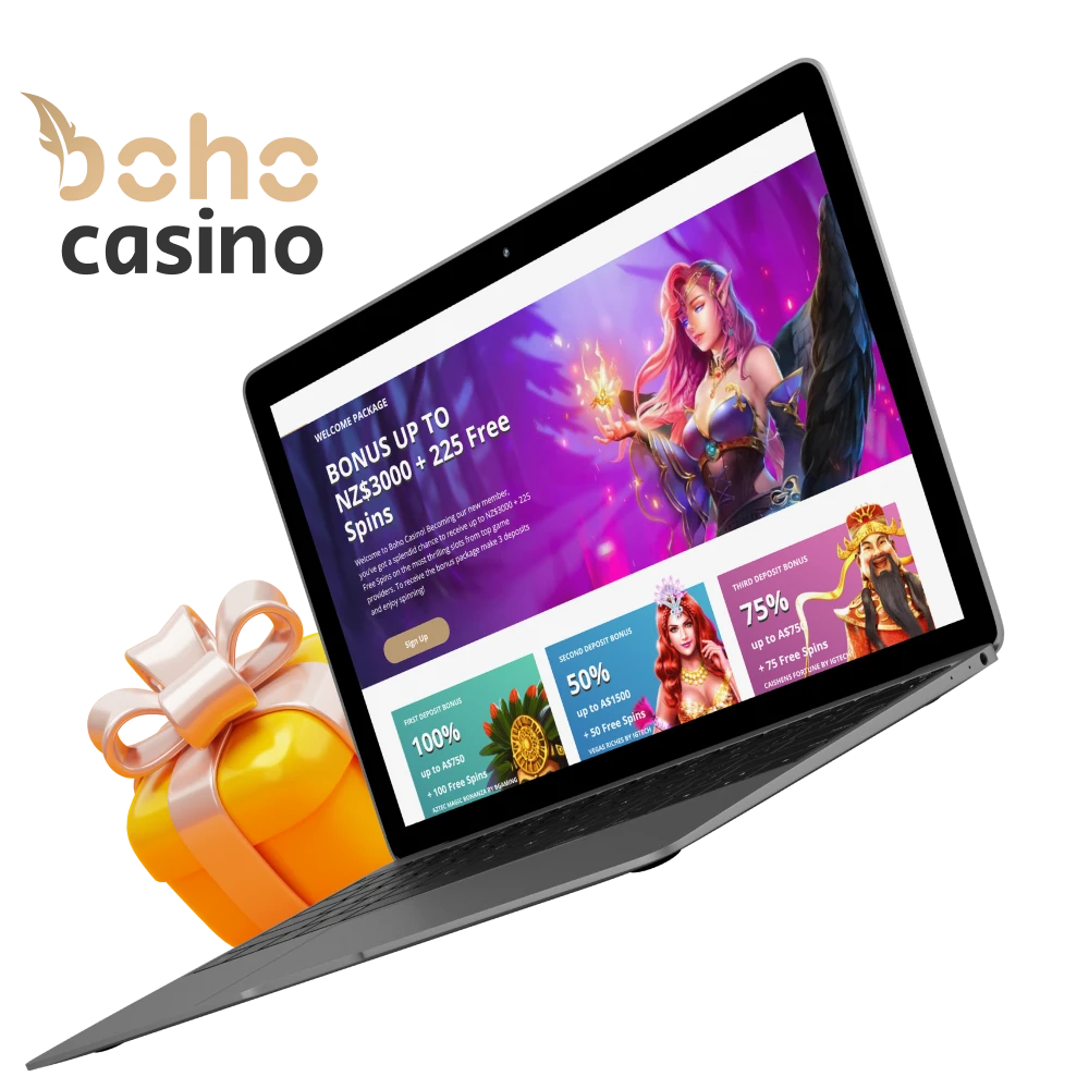 Boho Casino offers deposit, no deposit, and sign up bonuses for New Zealand players.