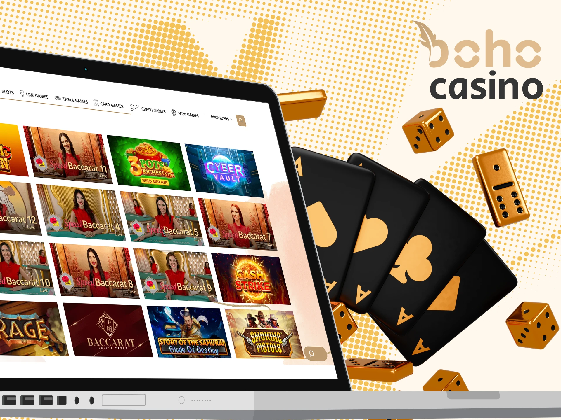 Step-by-step instructions on how to place bets on the Boho online casino website.