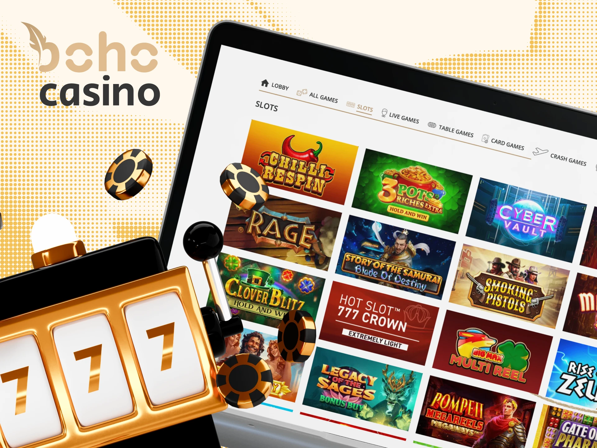 He aha nga keemu kei runga i te paetukutuku Boho casino ipurangi.