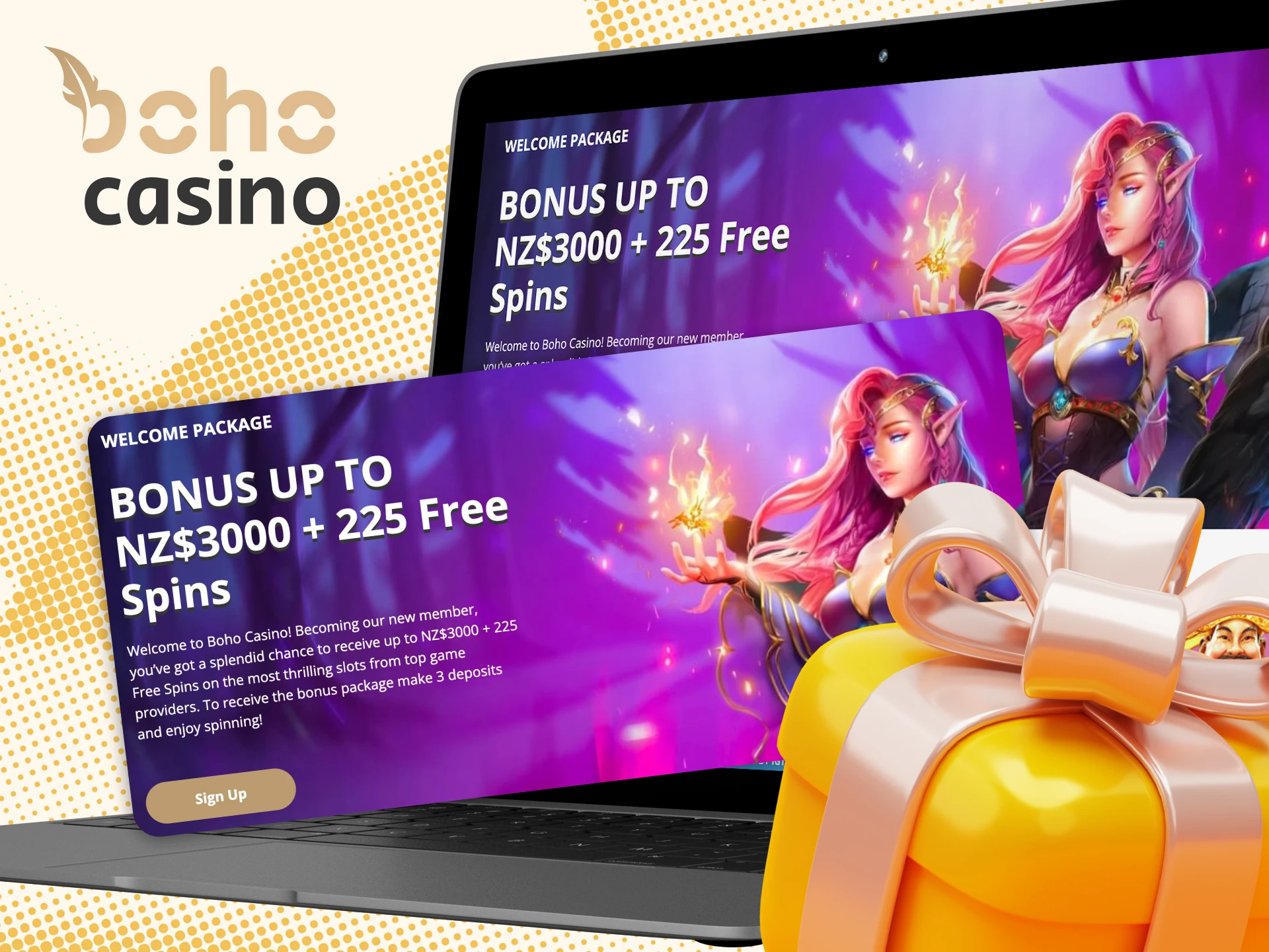 Get Boho Casino welcome bonus of up to 3,000 NZD.