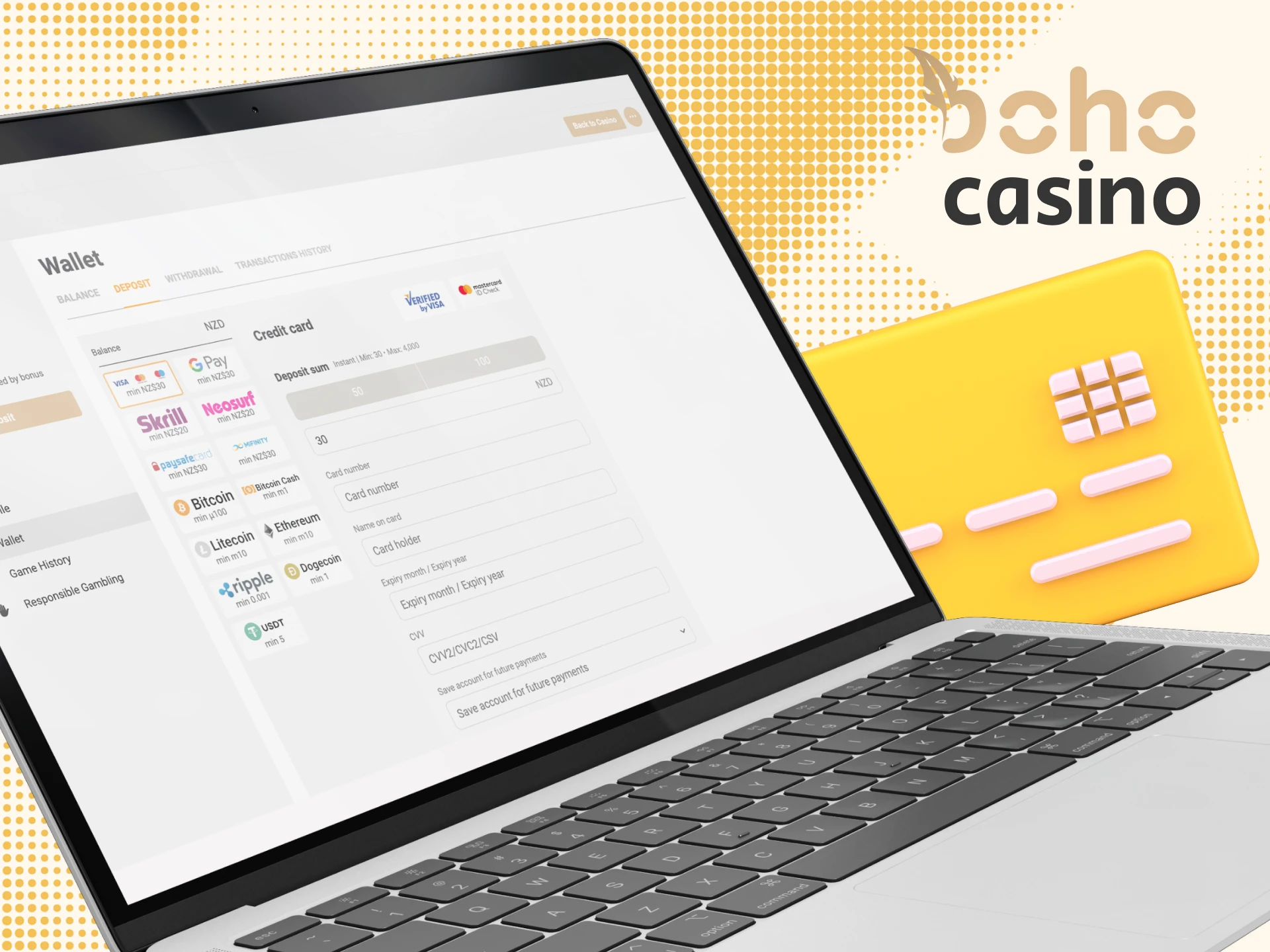 How can I top up my account on the Boho online casino website.
