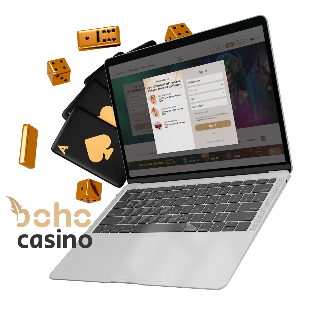 Register at the Boho Casino through the official website or app and play casino games.