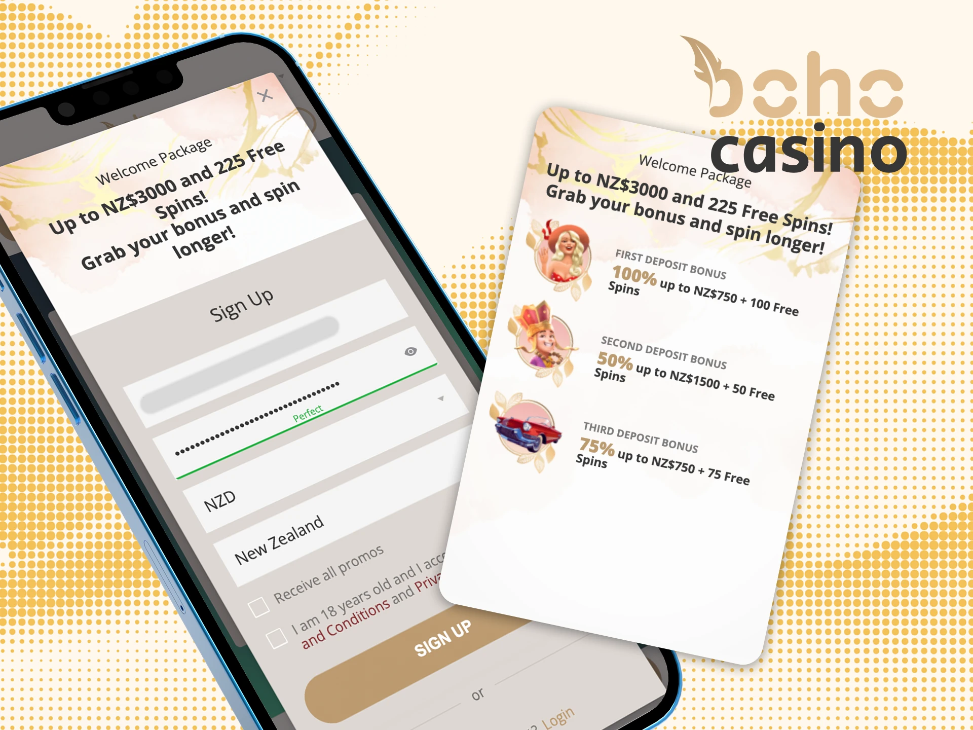 You can register at the Boho Casino via app.