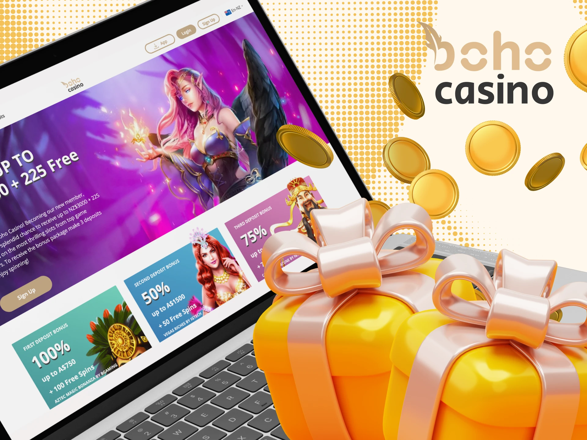 He aha te bonus ka taea e au ina rehita i runga i te paetukutuku Boho casino ipurangi.