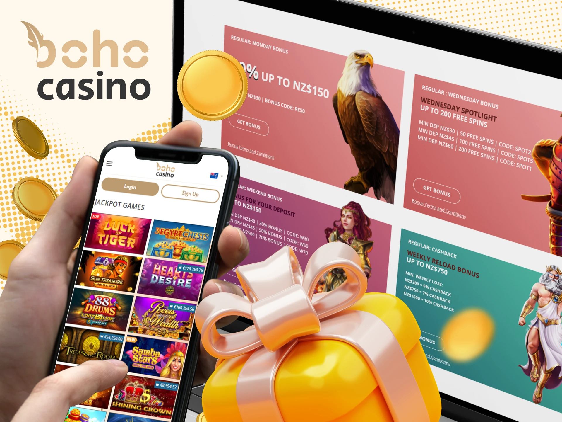 Boho Casino bonuses for jackpot games can increase your winnings.