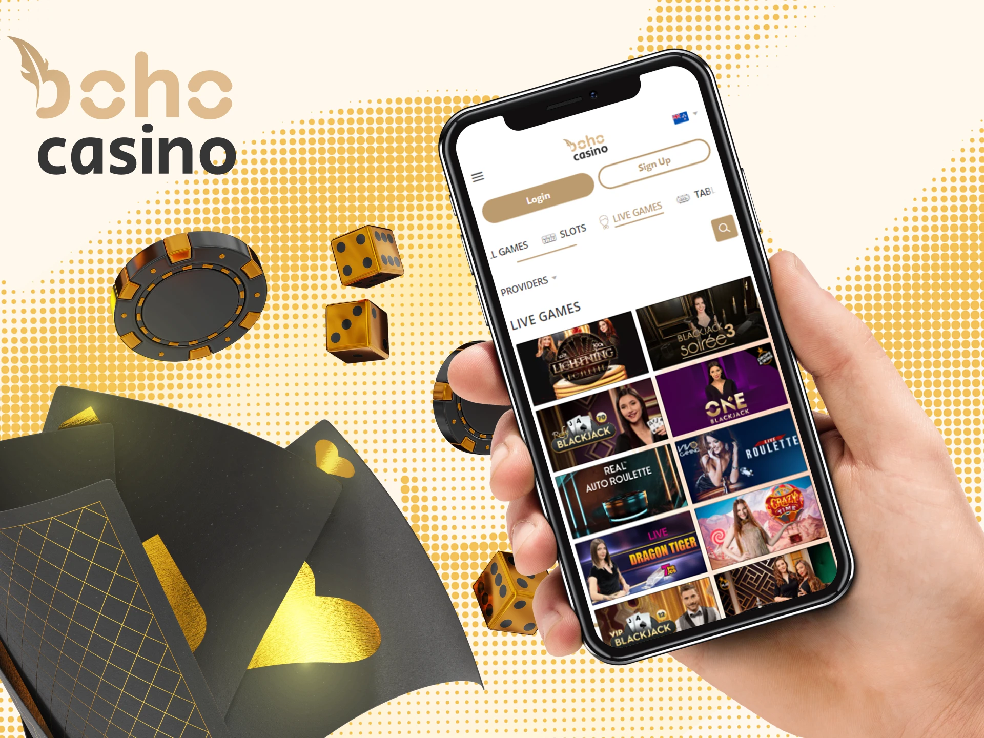 Boho Casino's live gaming app is in development.