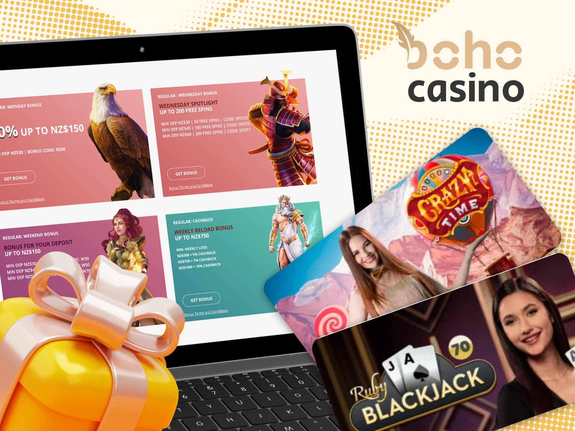 Get Boho Casino's welcome bonus for live casino games.