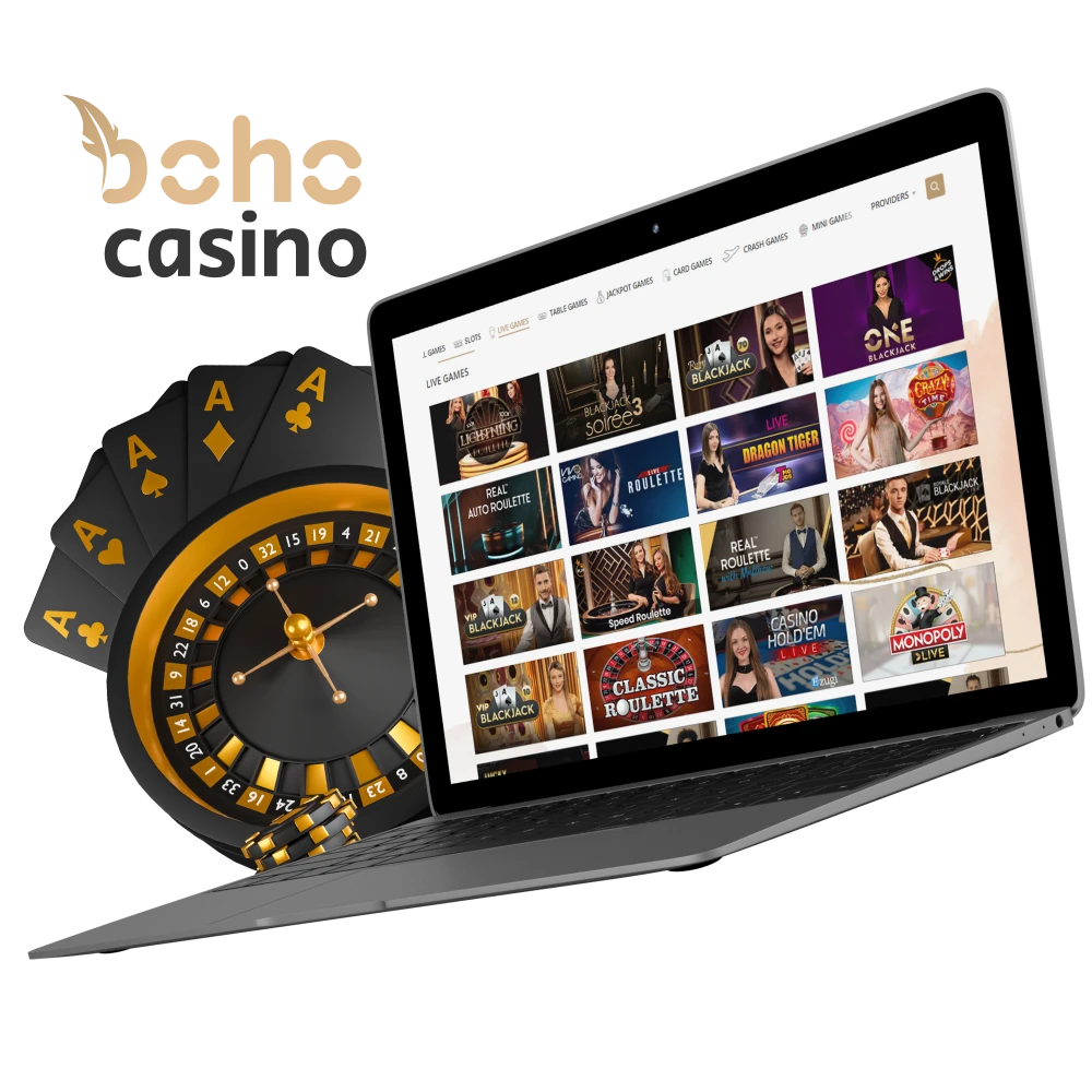 Play at Boho Casino live games section with real dealers in New Zealand.
