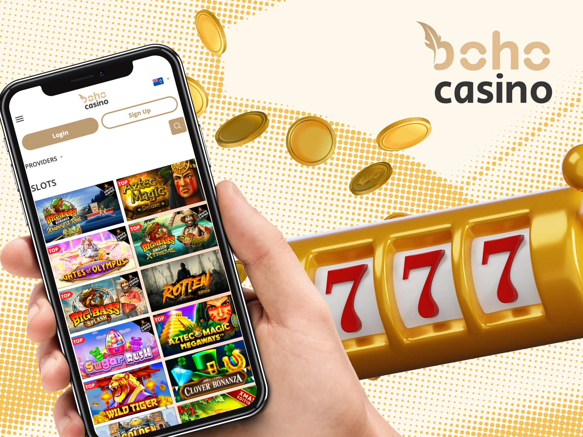 You can play Boho Casino slots via app on your Android or iOS device.