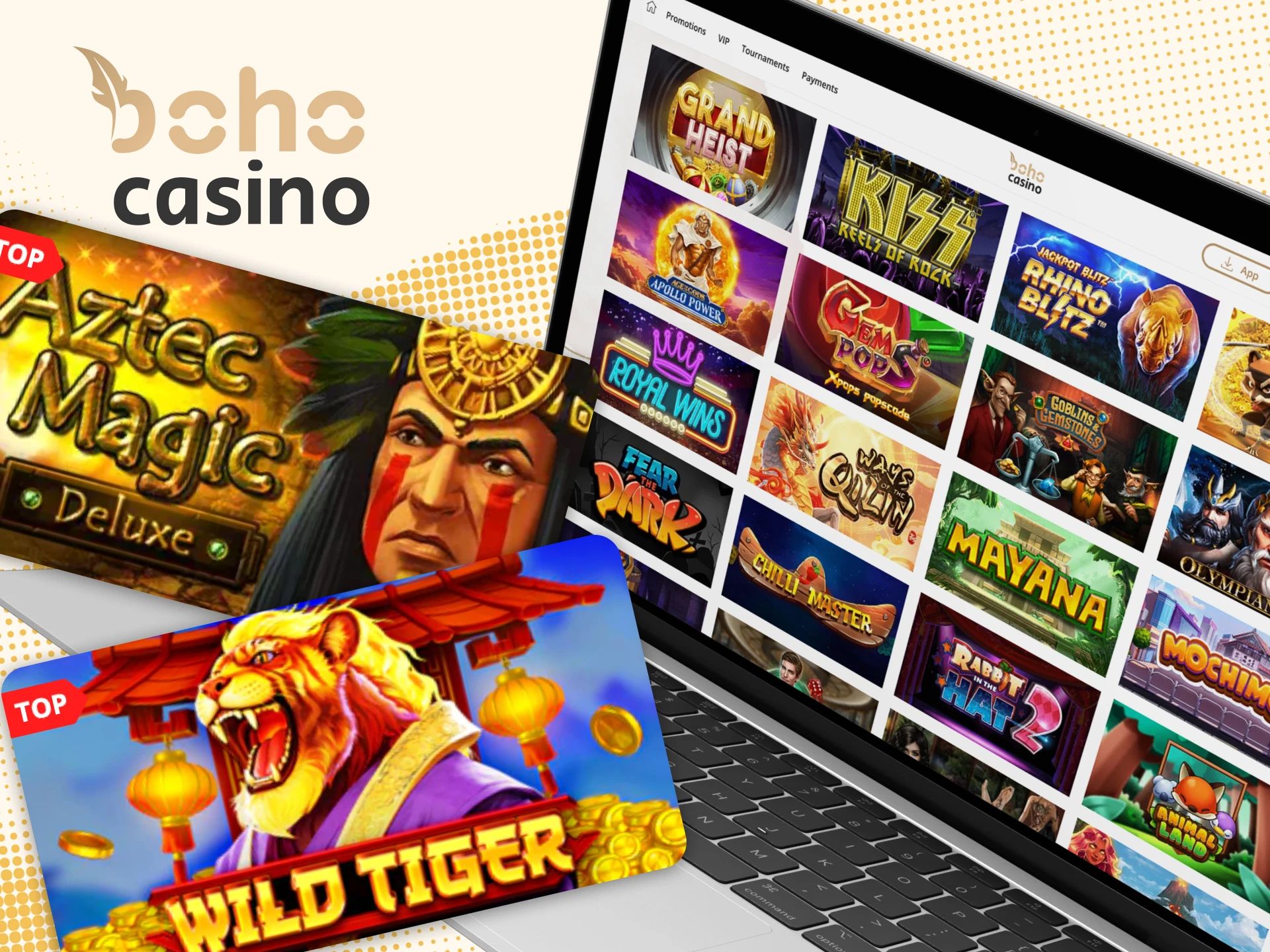 Boho Casino provides many popular slot games.