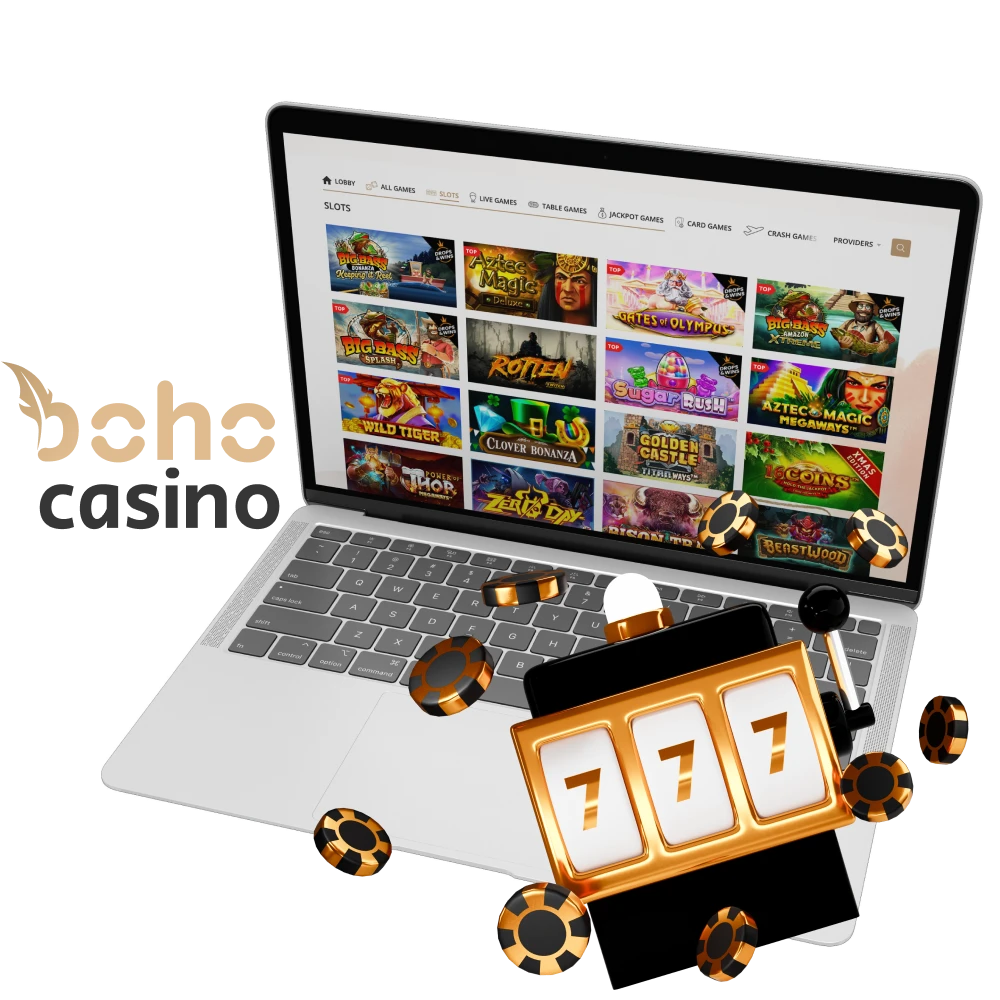 Play over 1000 slot machines on the Boho Casino website and app.