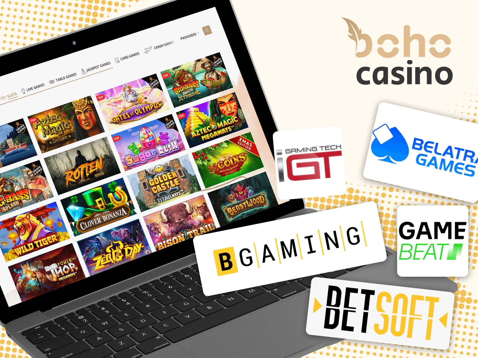 Boho Casino cooperates with famous slot providers.