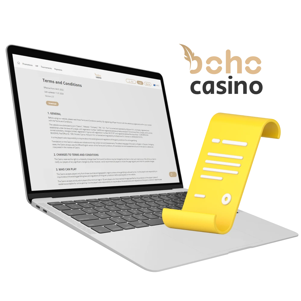 Read the main terms and conditions of Boho Casino for New Zealand players.