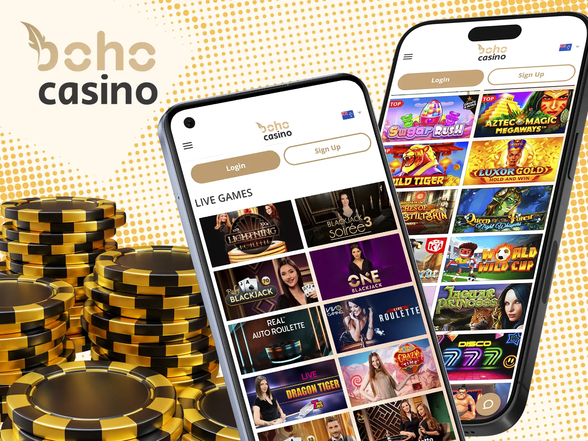 You can use the mobile version of Boho Casino on any device.