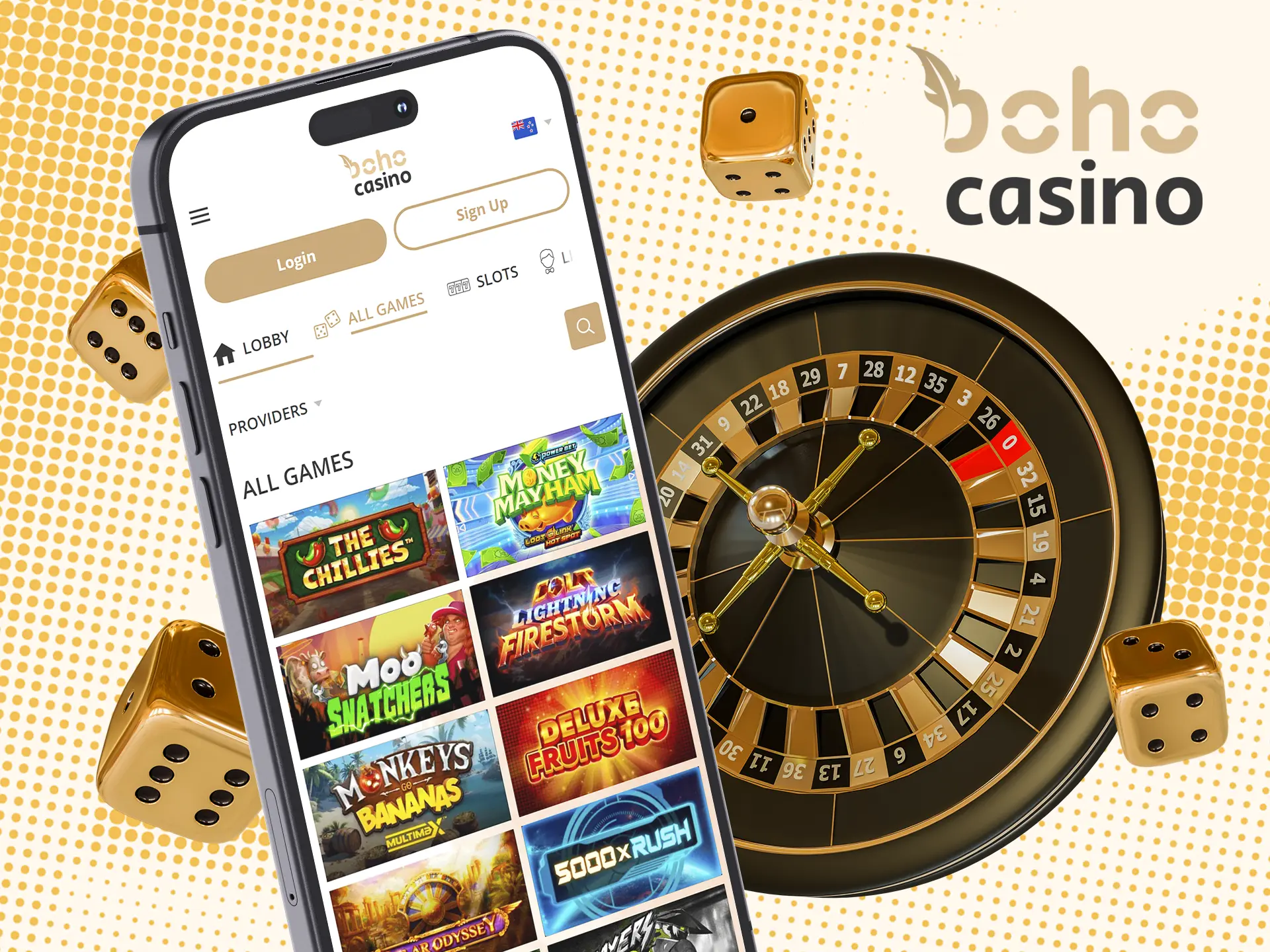 The mobile version of Boho Casino is simple and easy to use.
