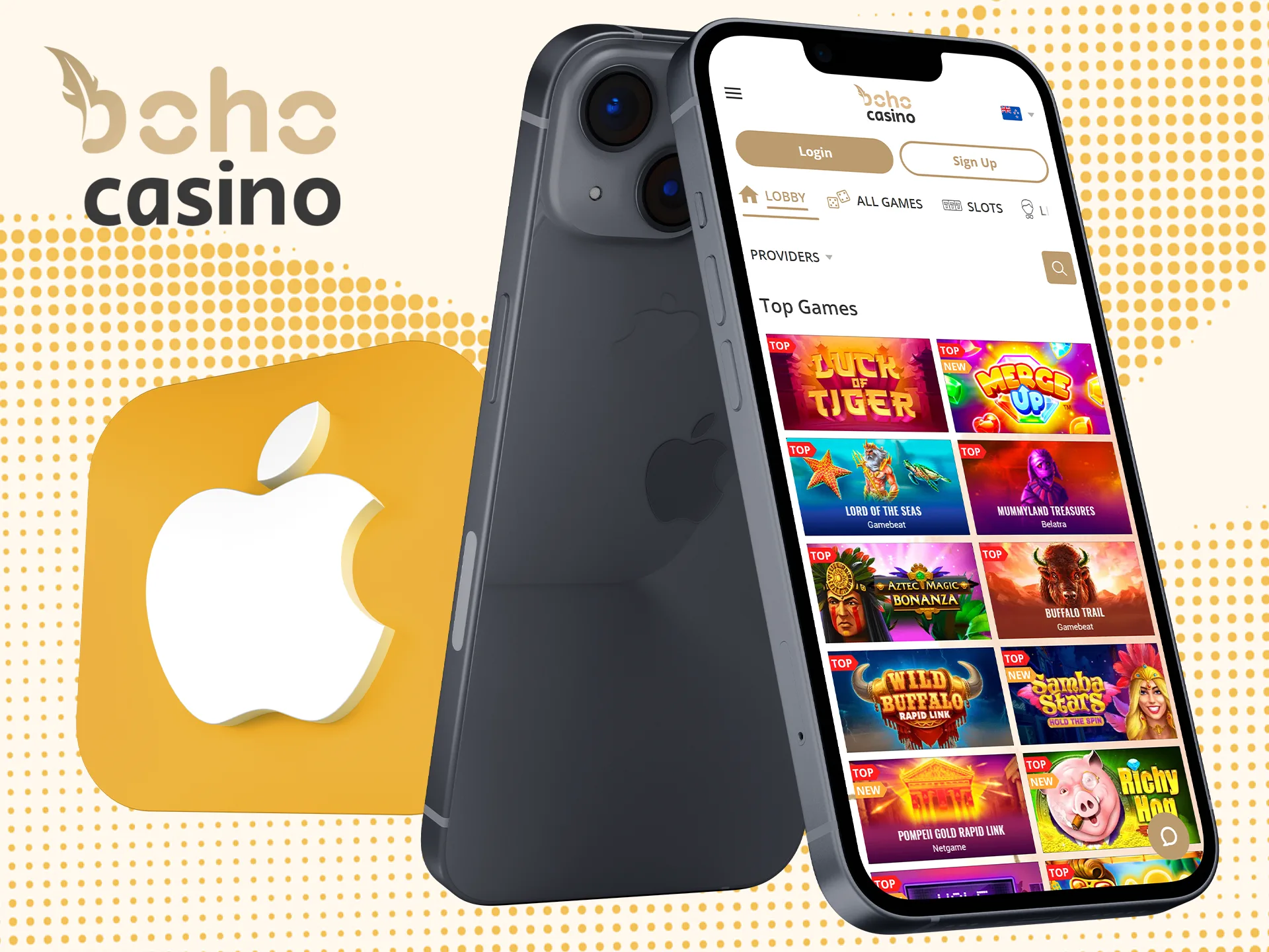 The mobile version of Boho Casino is available for all iOS devices.