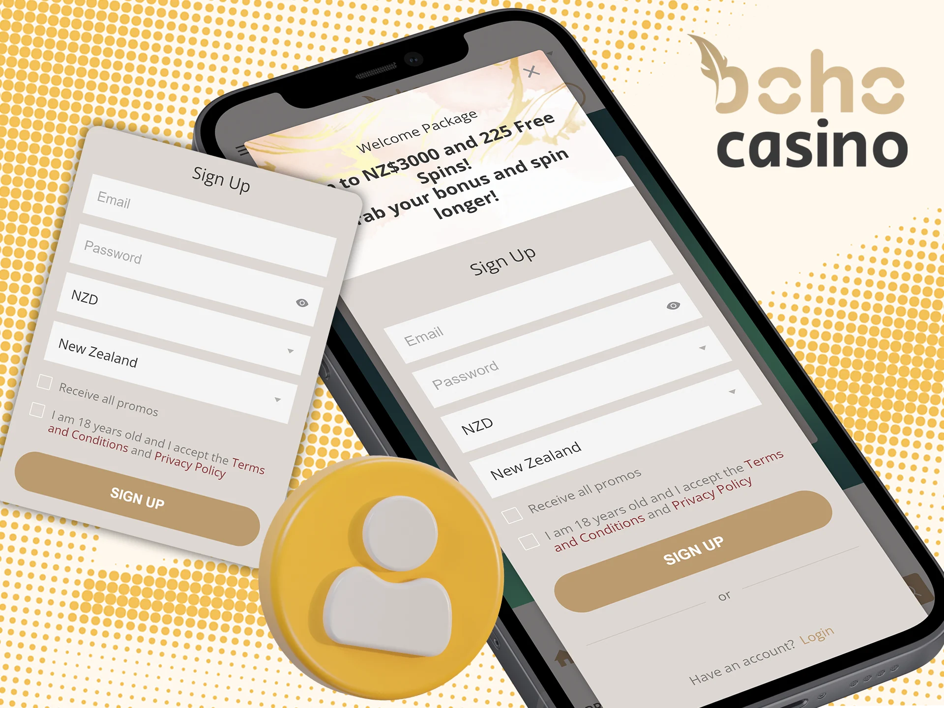 Sign up for Boho Casino app in a few easy steps.