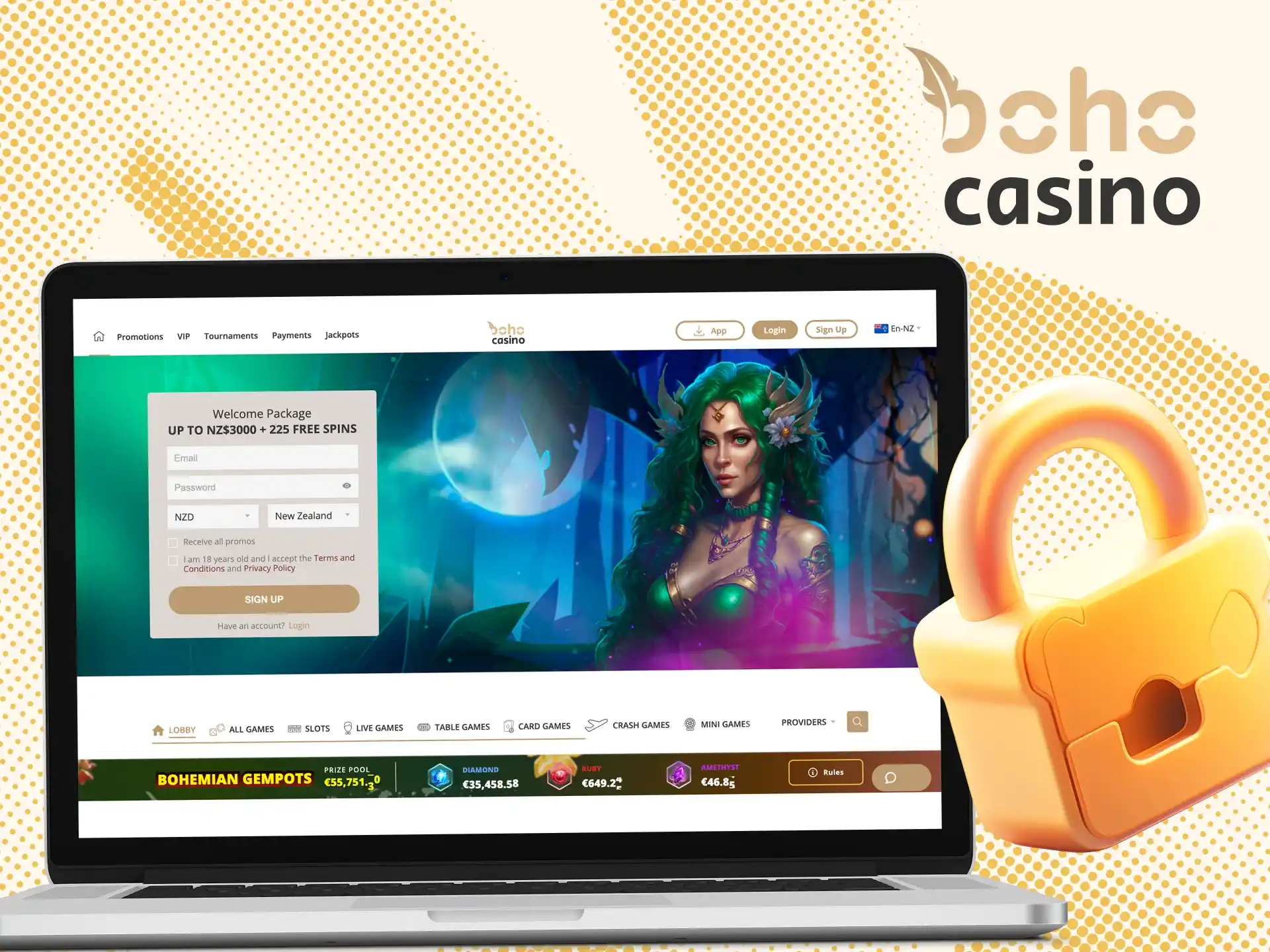 Boho Casino has a Curacao license #144359 and is legal in New Zealand.