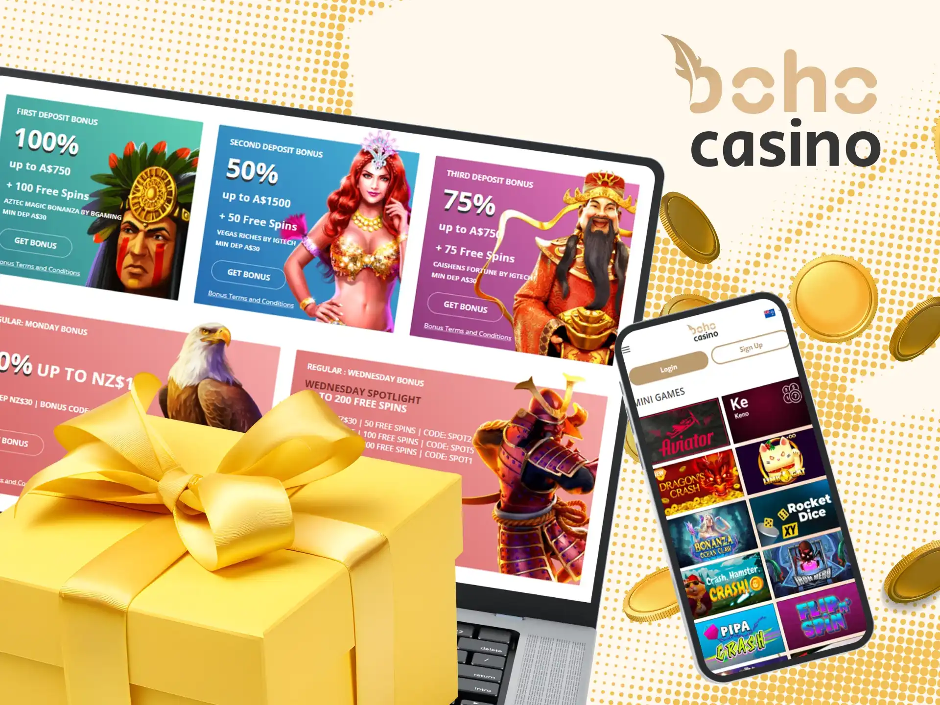 Find out what bonuses for mini-games Boho Casino offers.