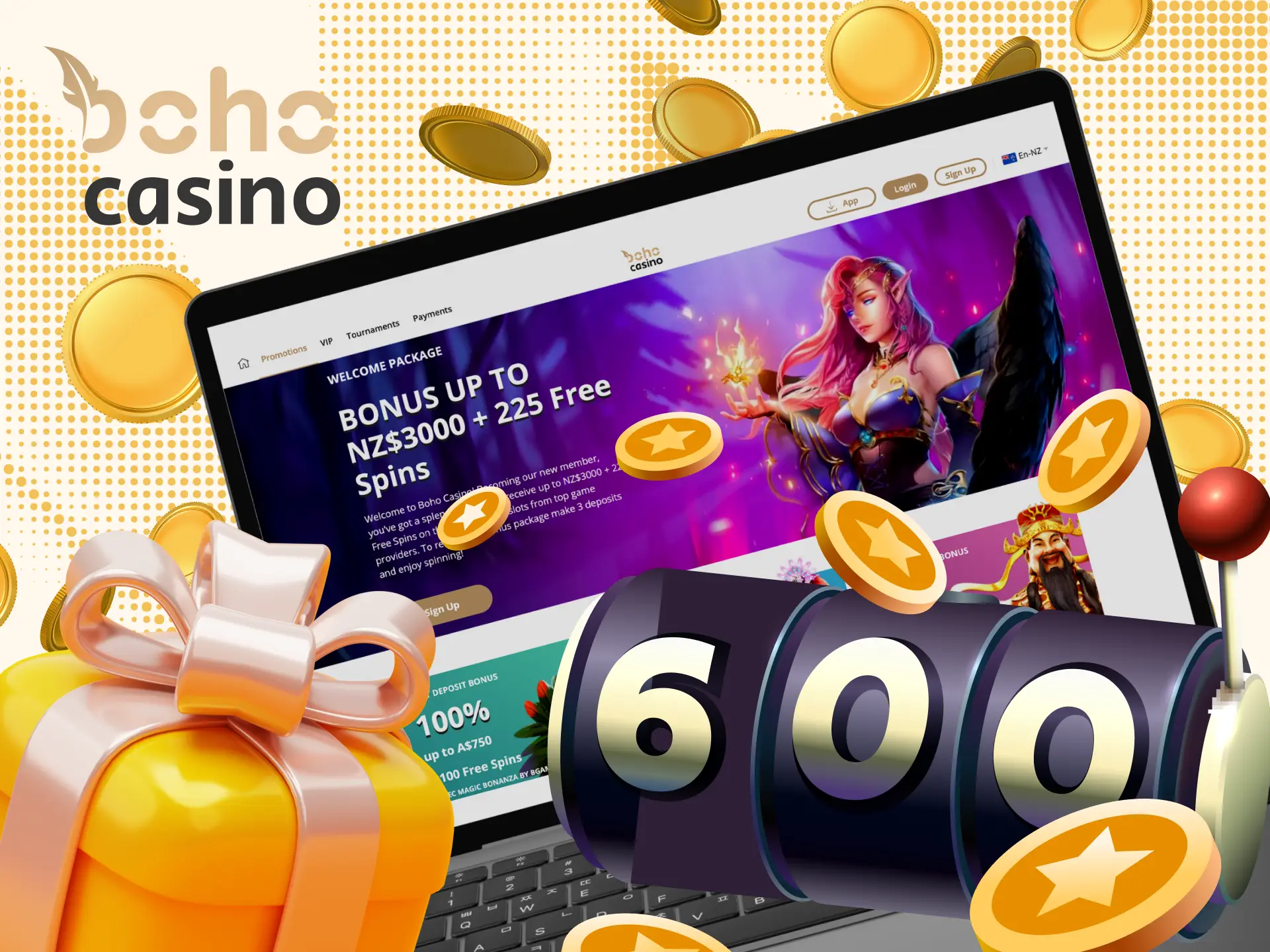 Get Boho Casino no deposit bonus and claim 20 free spins.