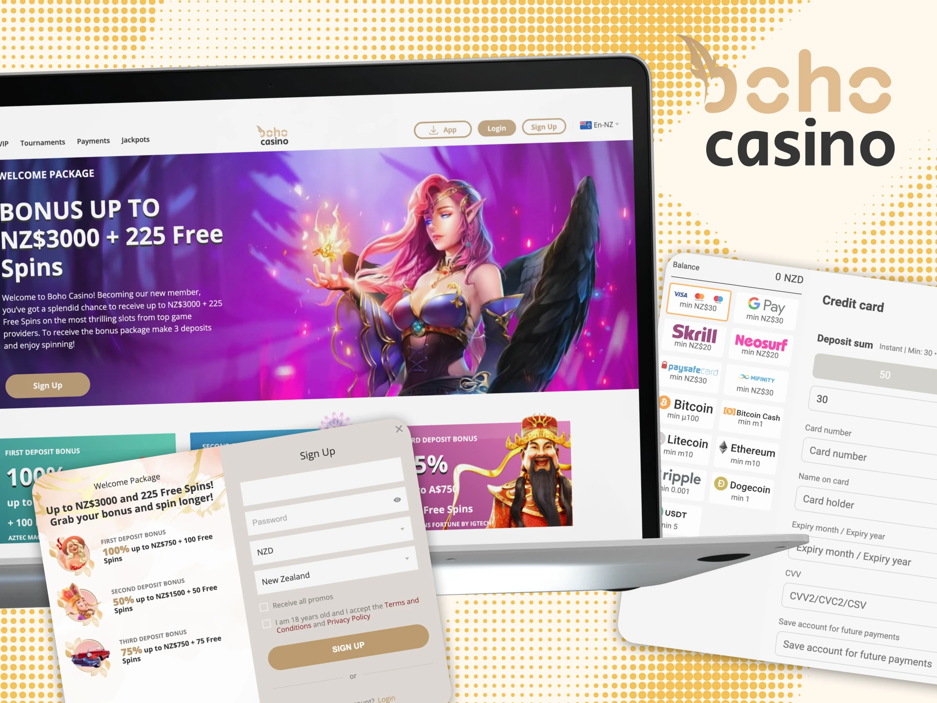 Learn how to get bonuses at Boho Casino and play.