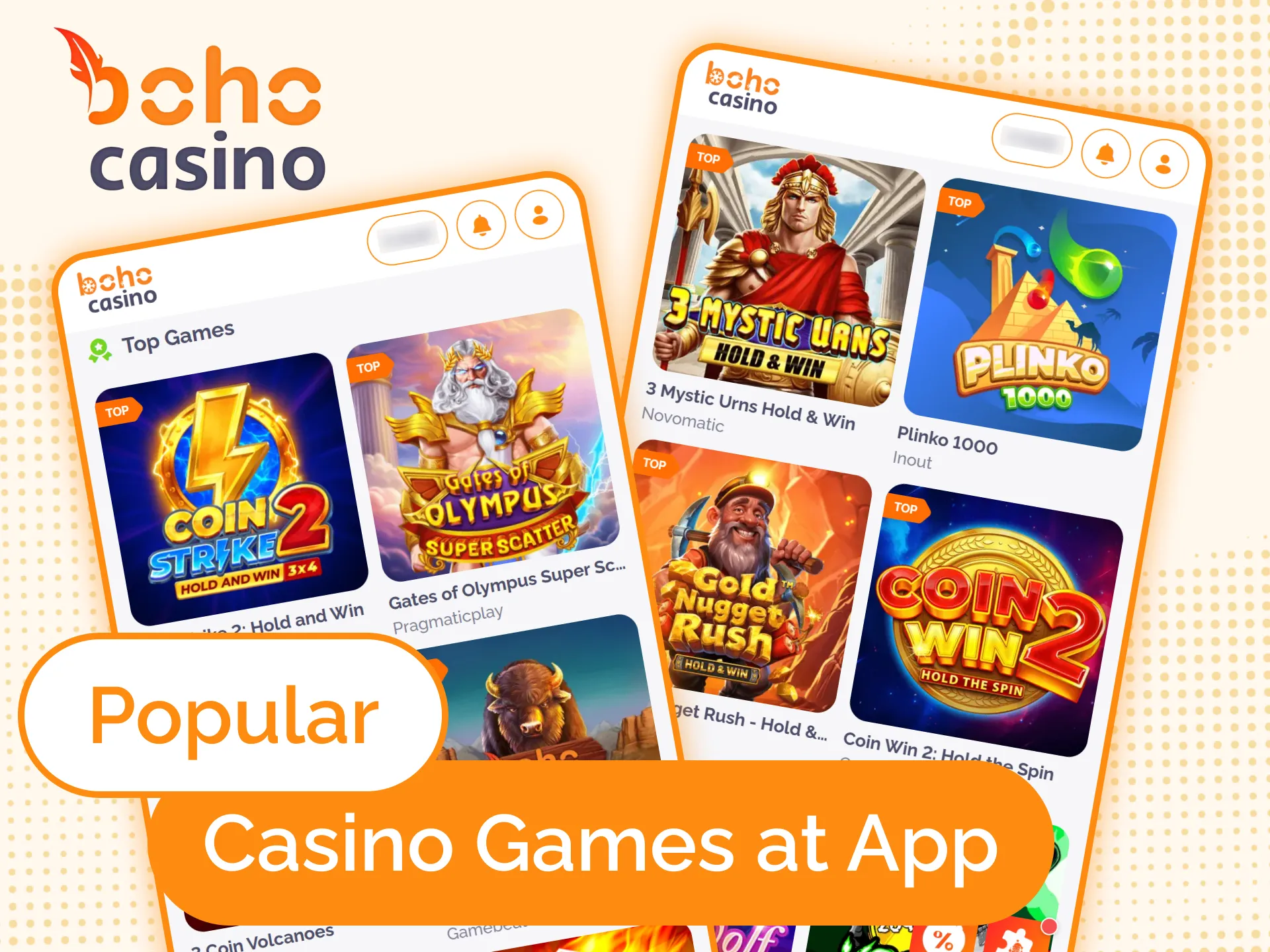 Learn more about the popular games that are available in the Boho Casino app.