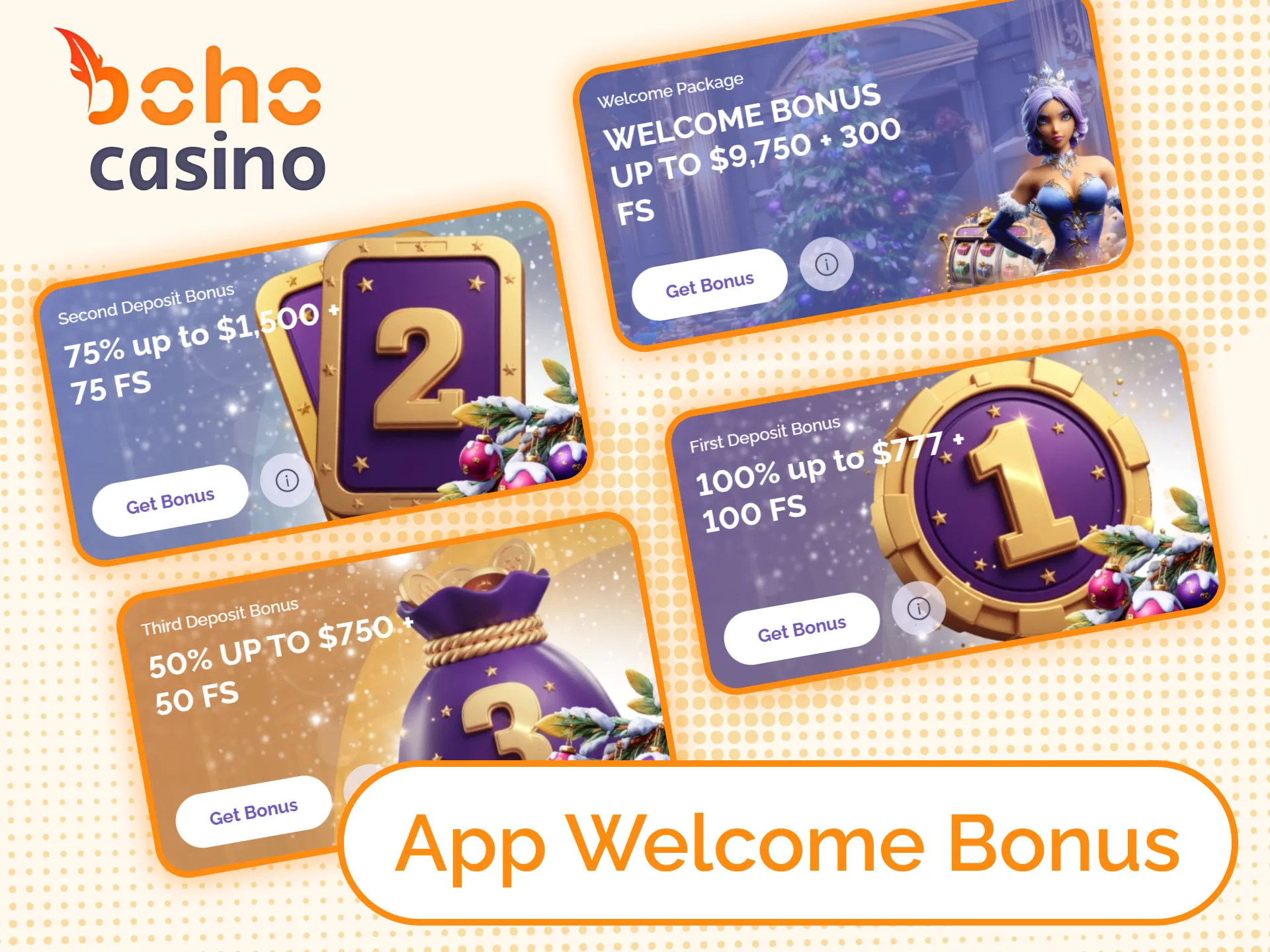 Make a deposit and claim your welcome bonus in the Boho Casino mobile app.
