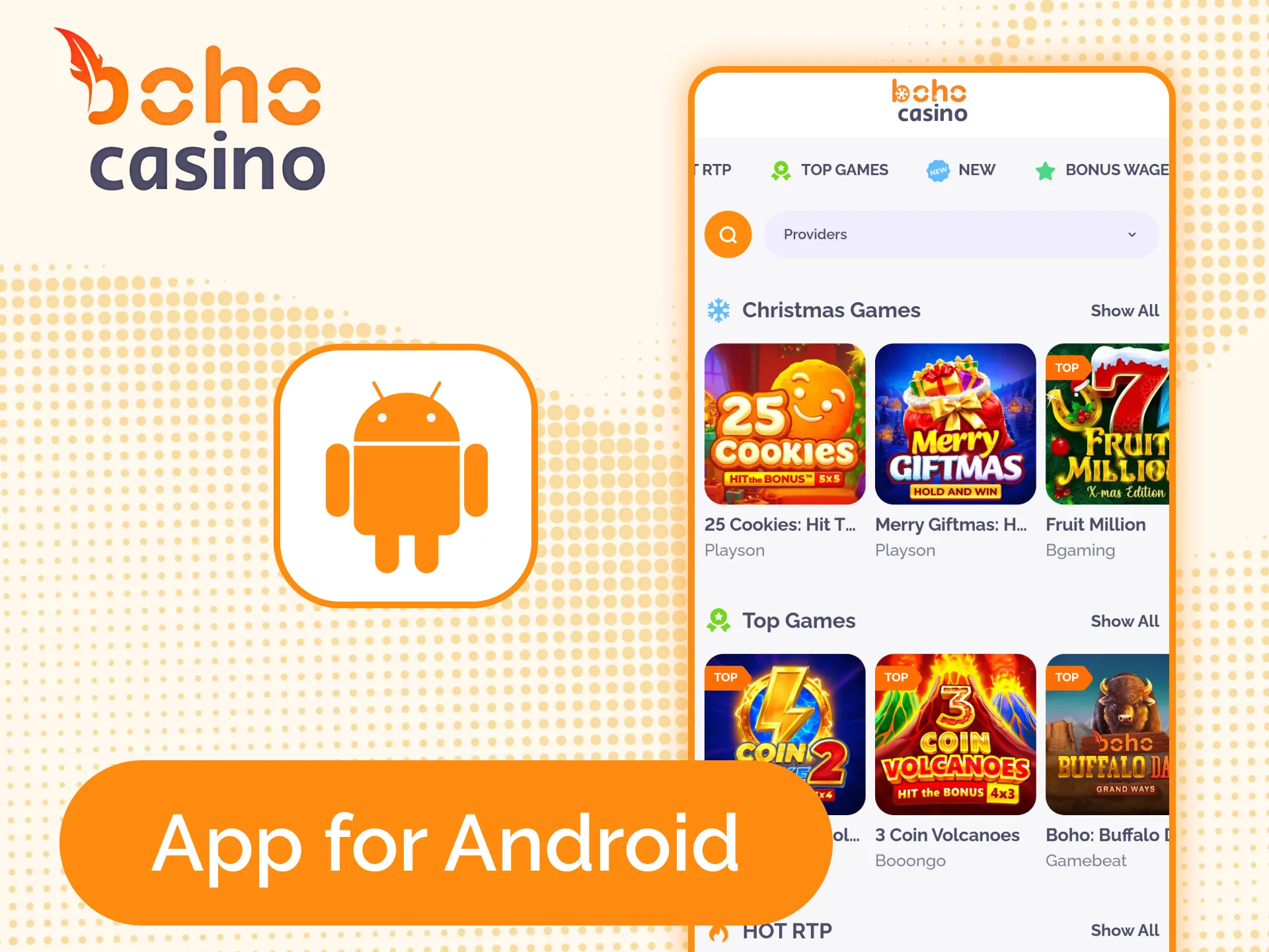 Try the Boho Casino mobile version on any Android device.