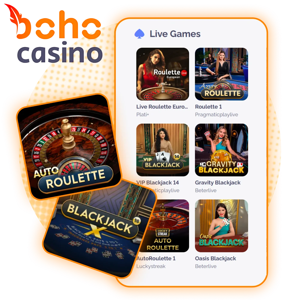 Play live dealer games at Boho Casino.