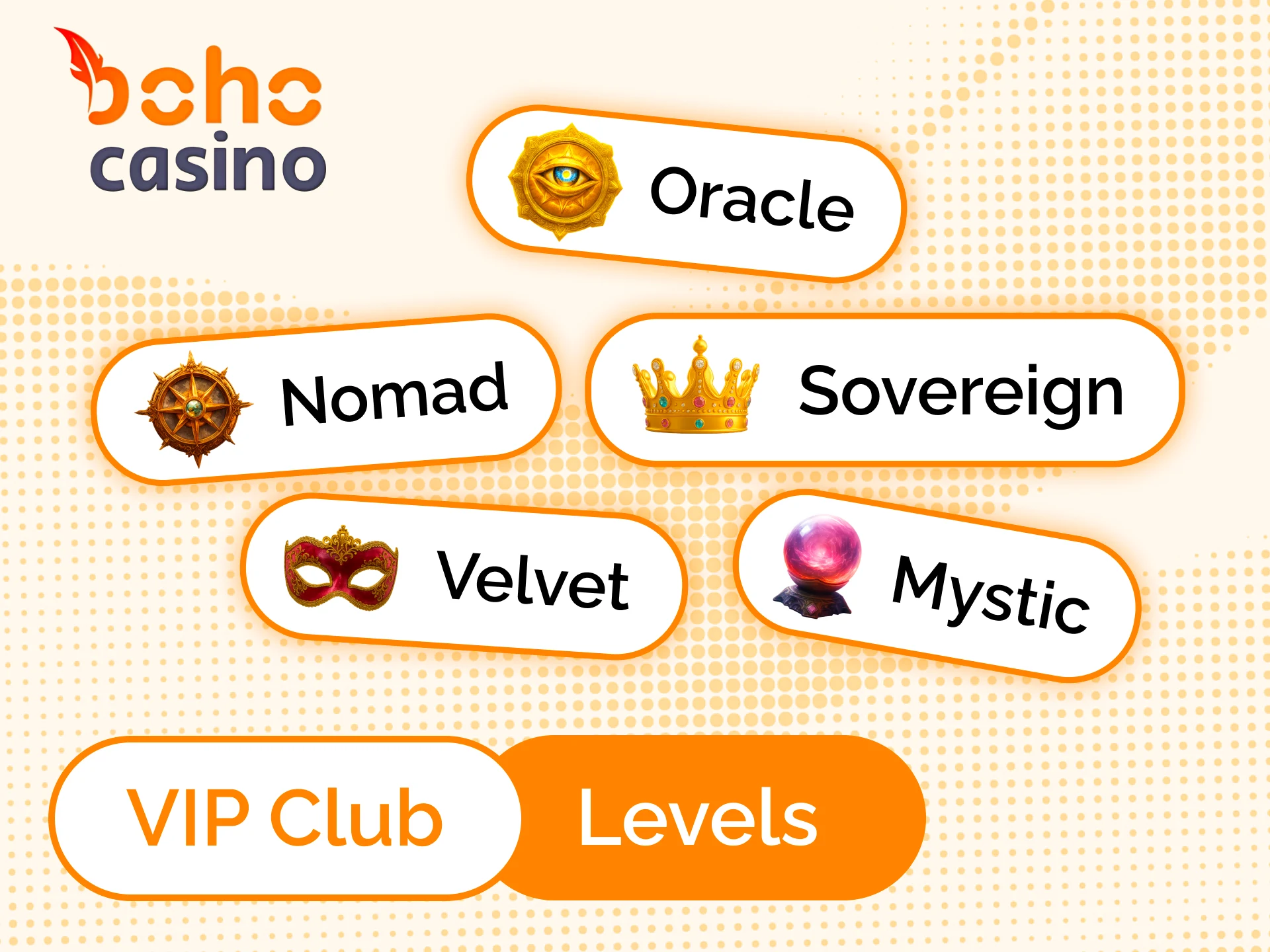 Check out all the Boho Casino VIP Club levels and rewards.